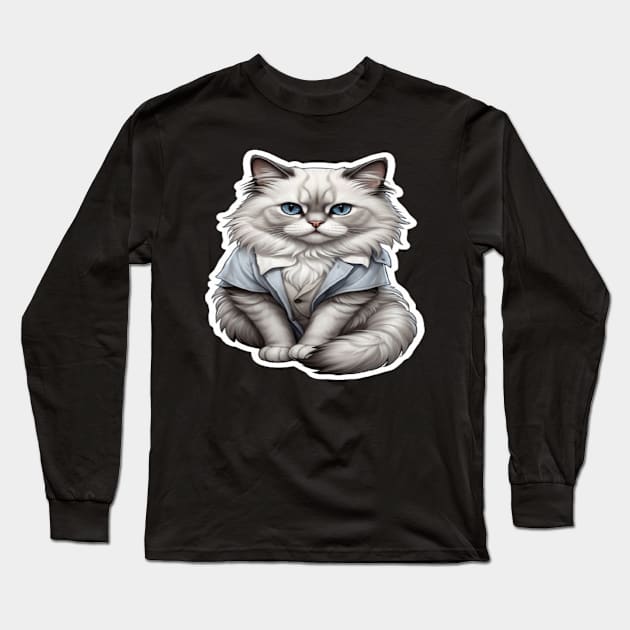 Ragdoll Cats: Loveable Cuddles with cute Eyes Long Sleeve T-Shirt by KhaledAhmed6249